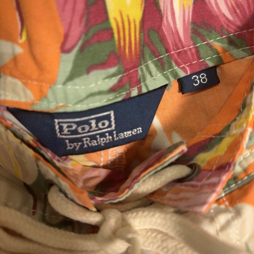 Polo Ralph Lauren Board Shorts Mens 38 Orange Floral Pockets 11" Inseam - Picture 4 of 9